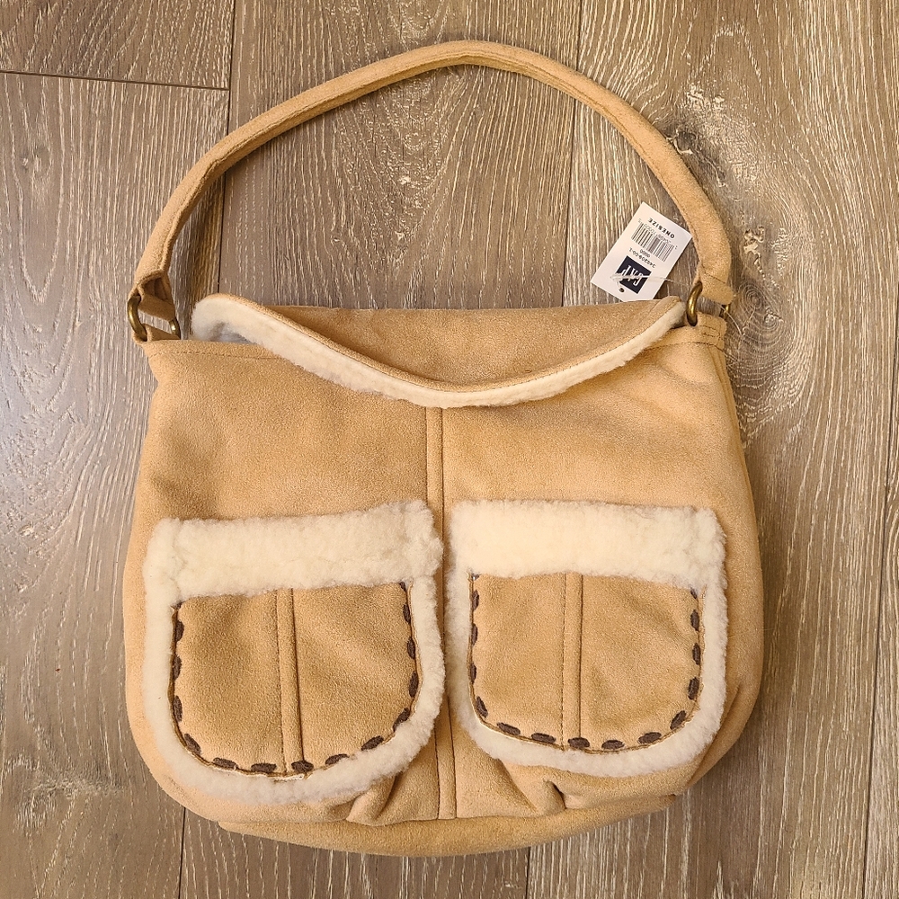 🆕️ Gap Tan Faux Shearling Womens Bag Purse Shoulder Bag NWT
